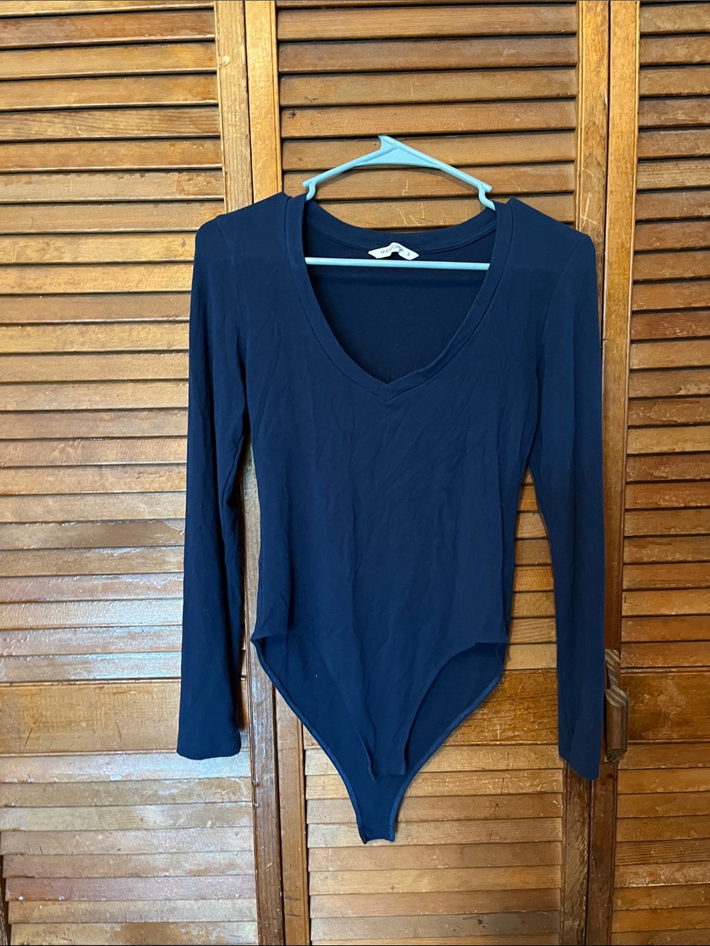 Long Sleeve Navy V-Neck Bodysuit - Women's